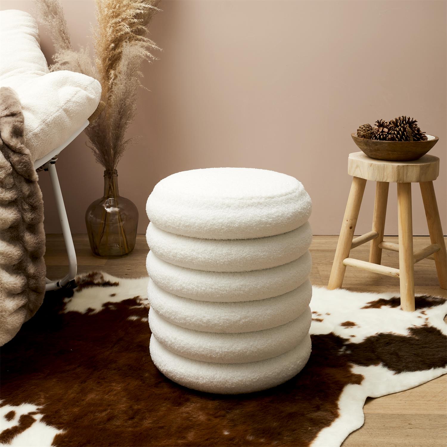 Pouf rangement bouclette Freya