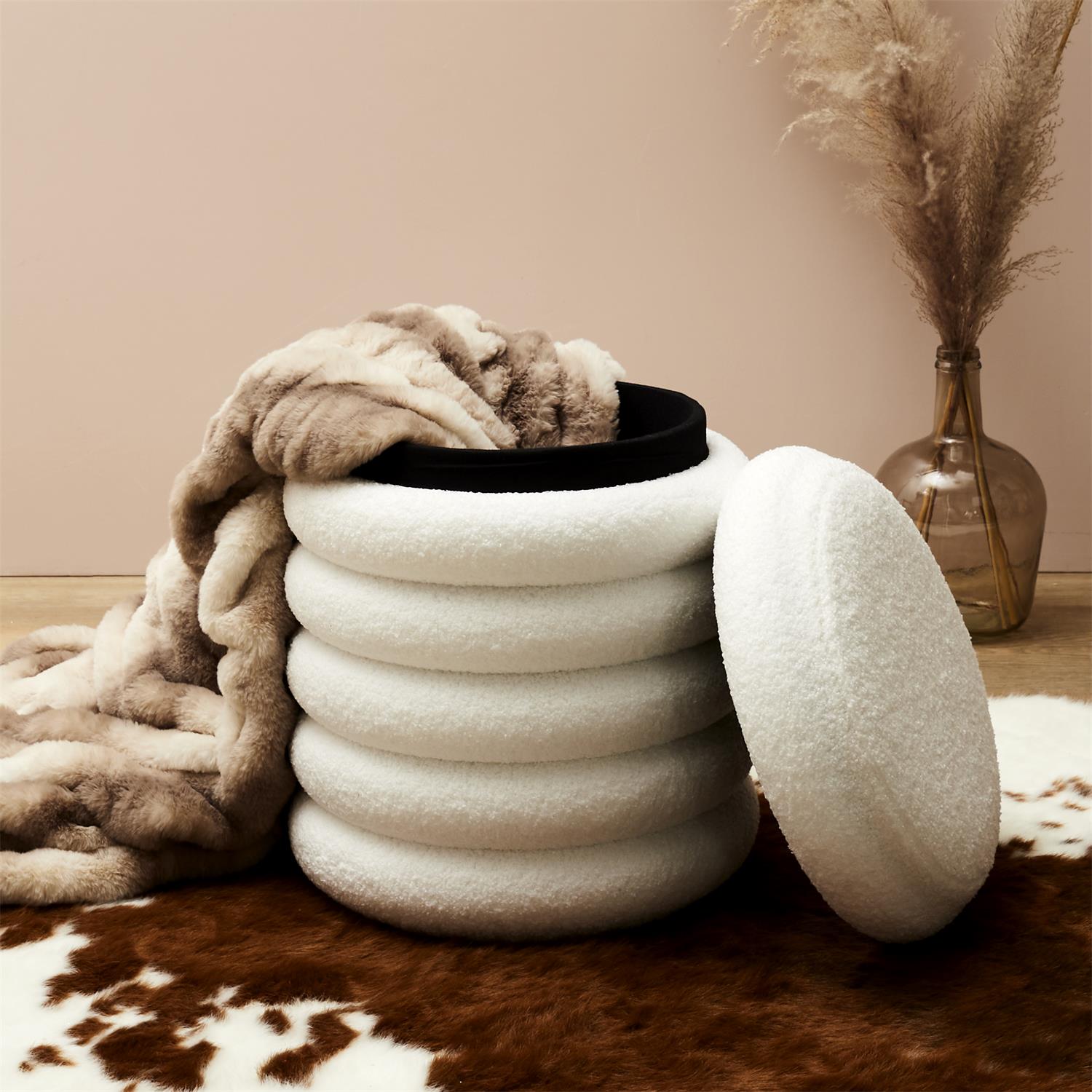 Pouf rangement bouclette Freya
