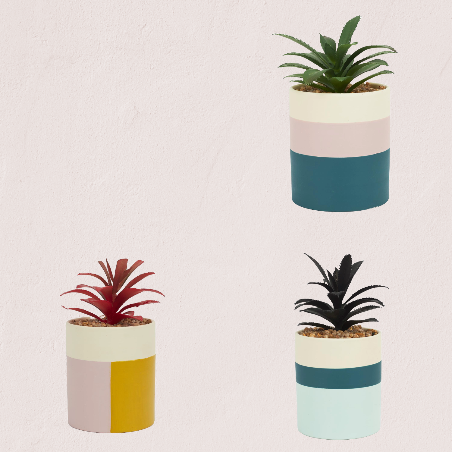 Plante artificielle colore block h16cm Lot de 3