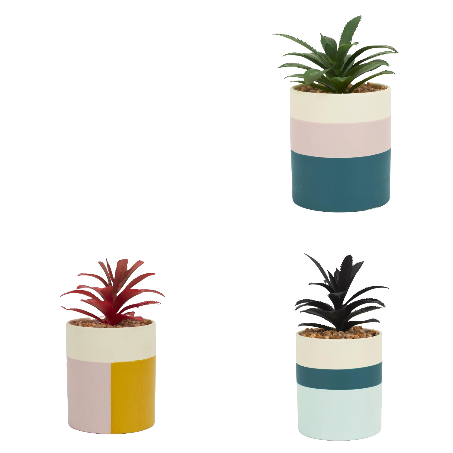 Plante artificielle colore block h16cm Lot de 3
