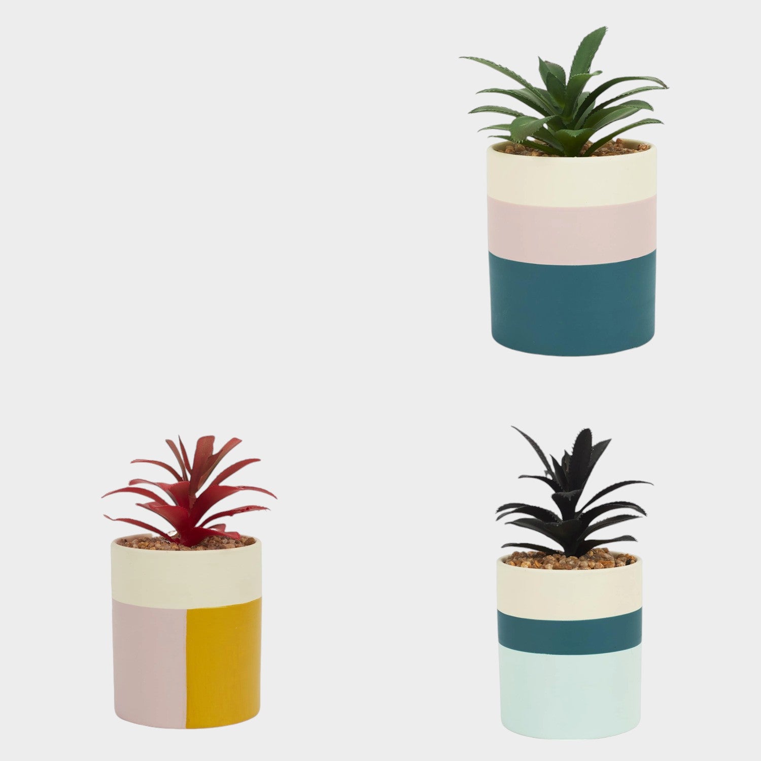 Plante artificielle colore block h16cm Lot de 3