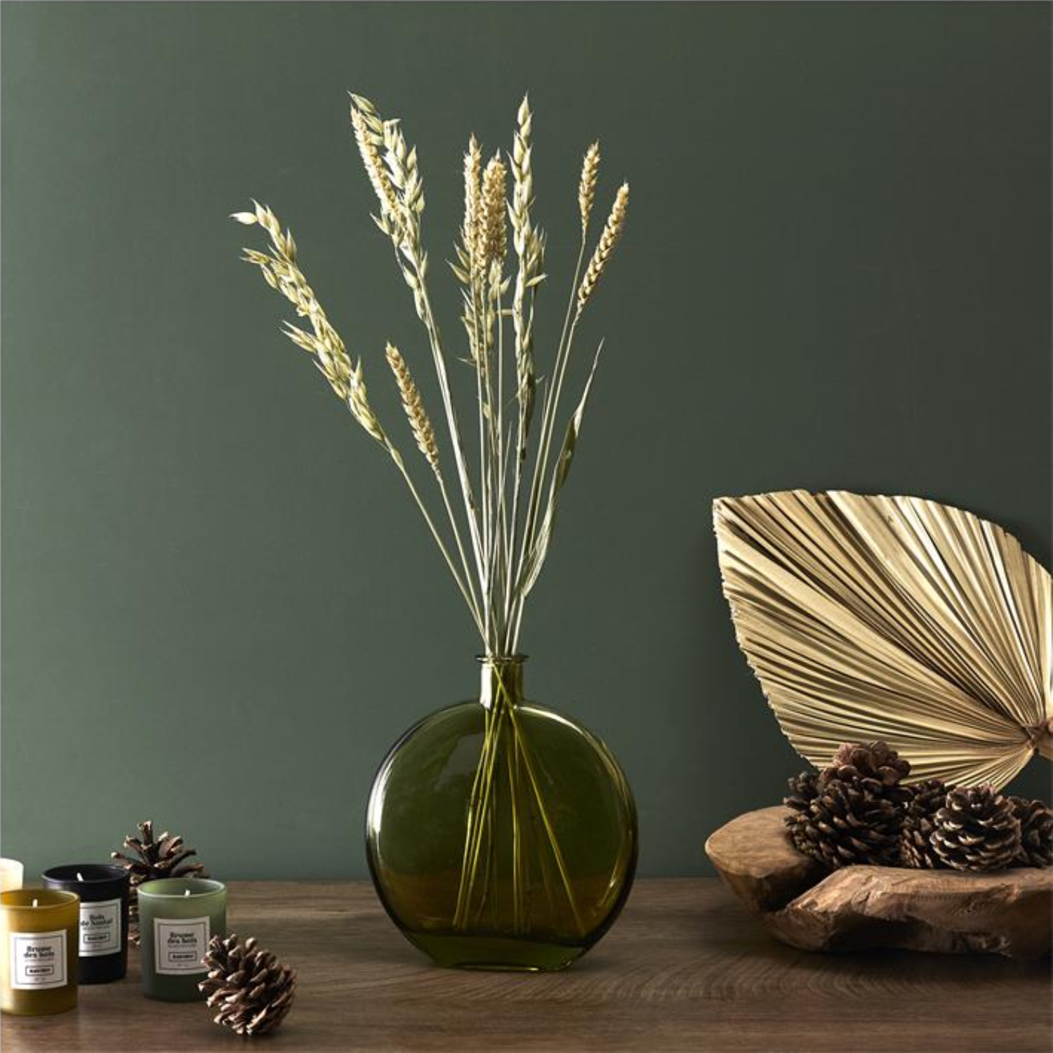 Vase verre rond h18.5cm Vert