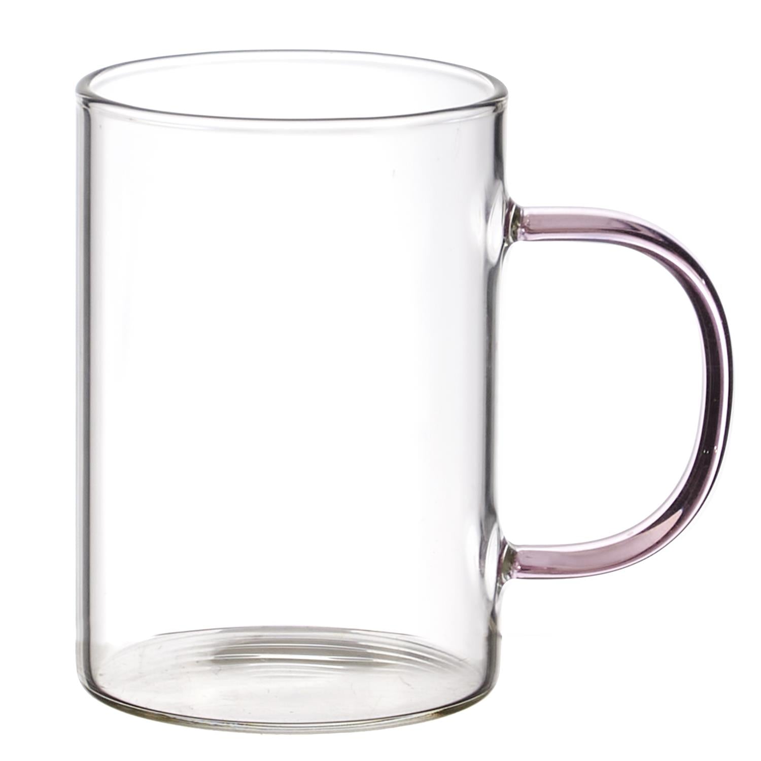 Mug en verre anse colorée 30cl Rose