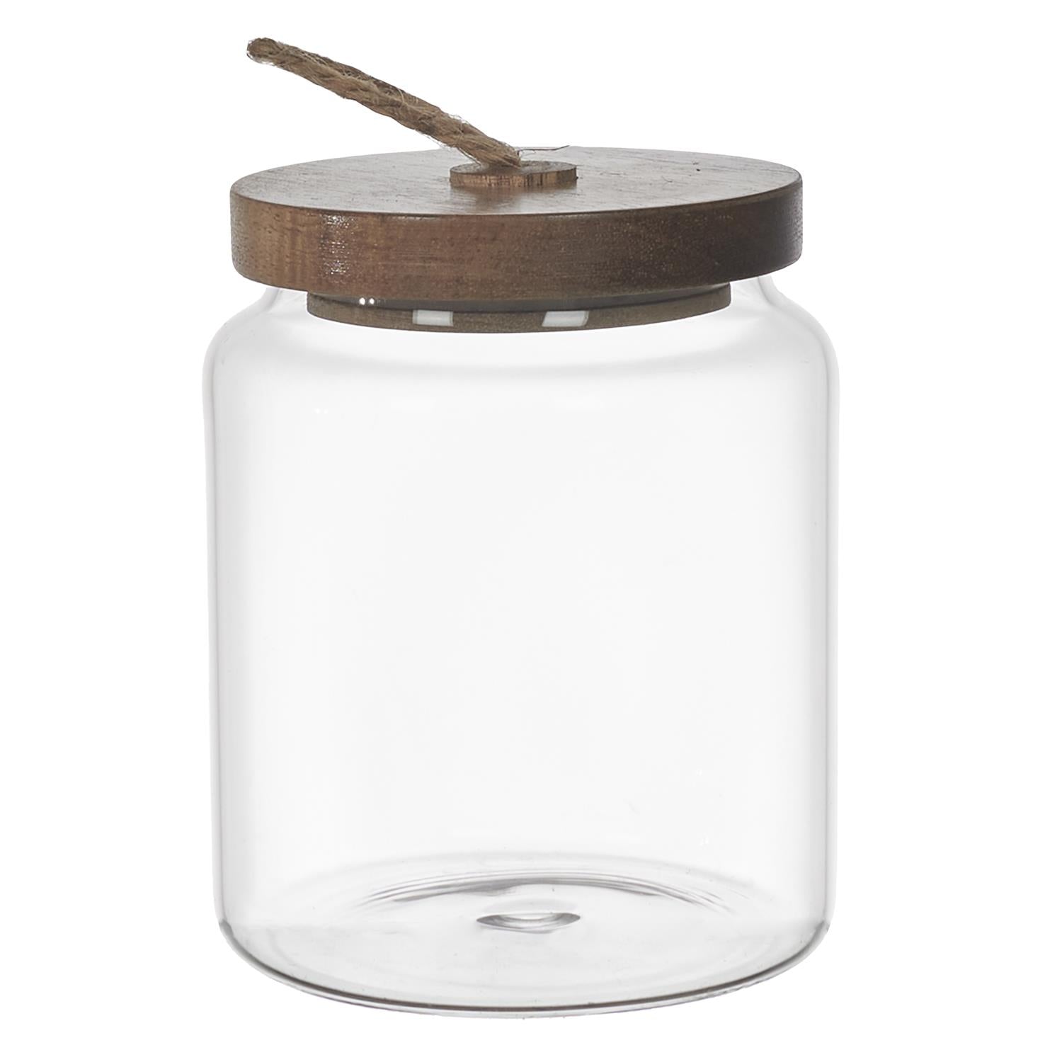 Bocal verre avec couvercle acacia h10cm