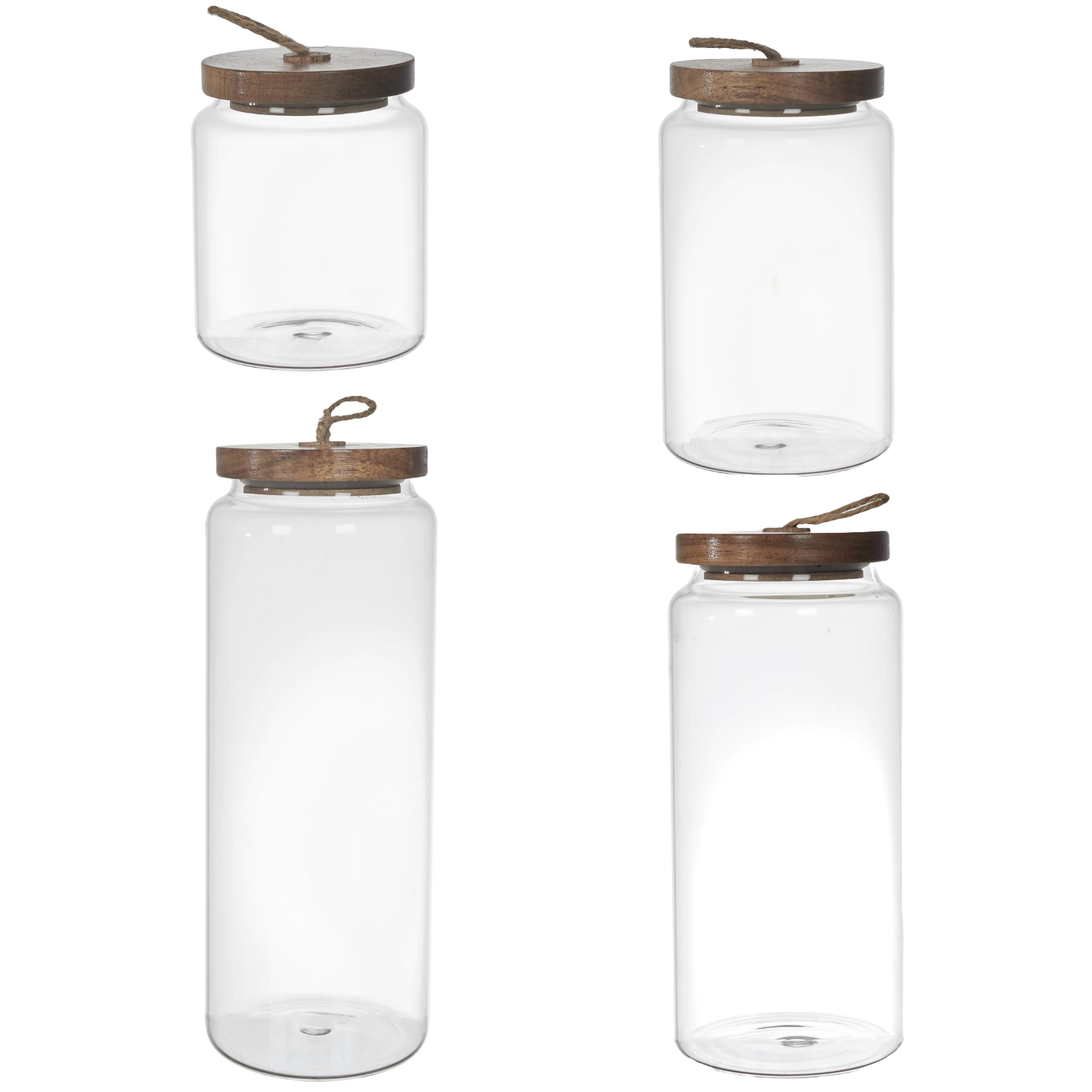Bocal verre avec couvercle acacia Lot de 4