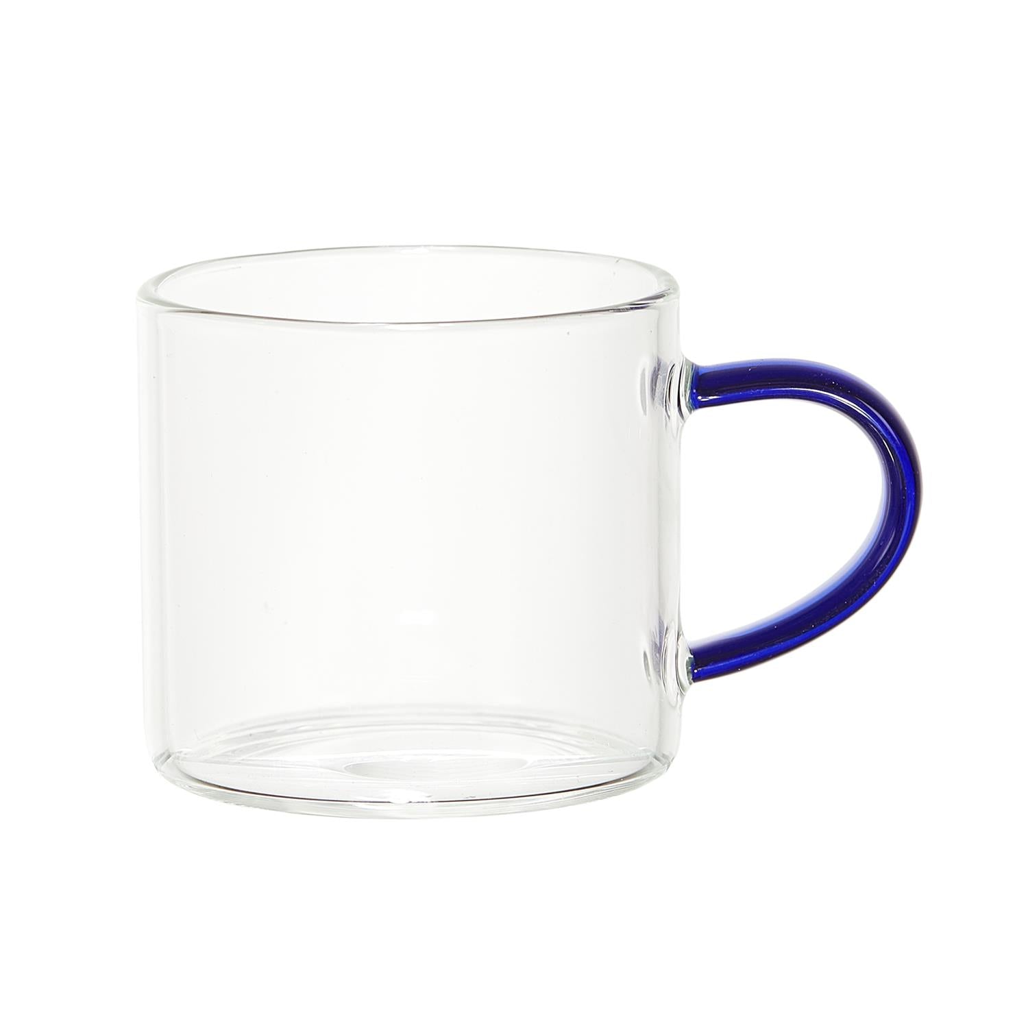 Tasse expresso en verre anse colorée 10cl Bleu