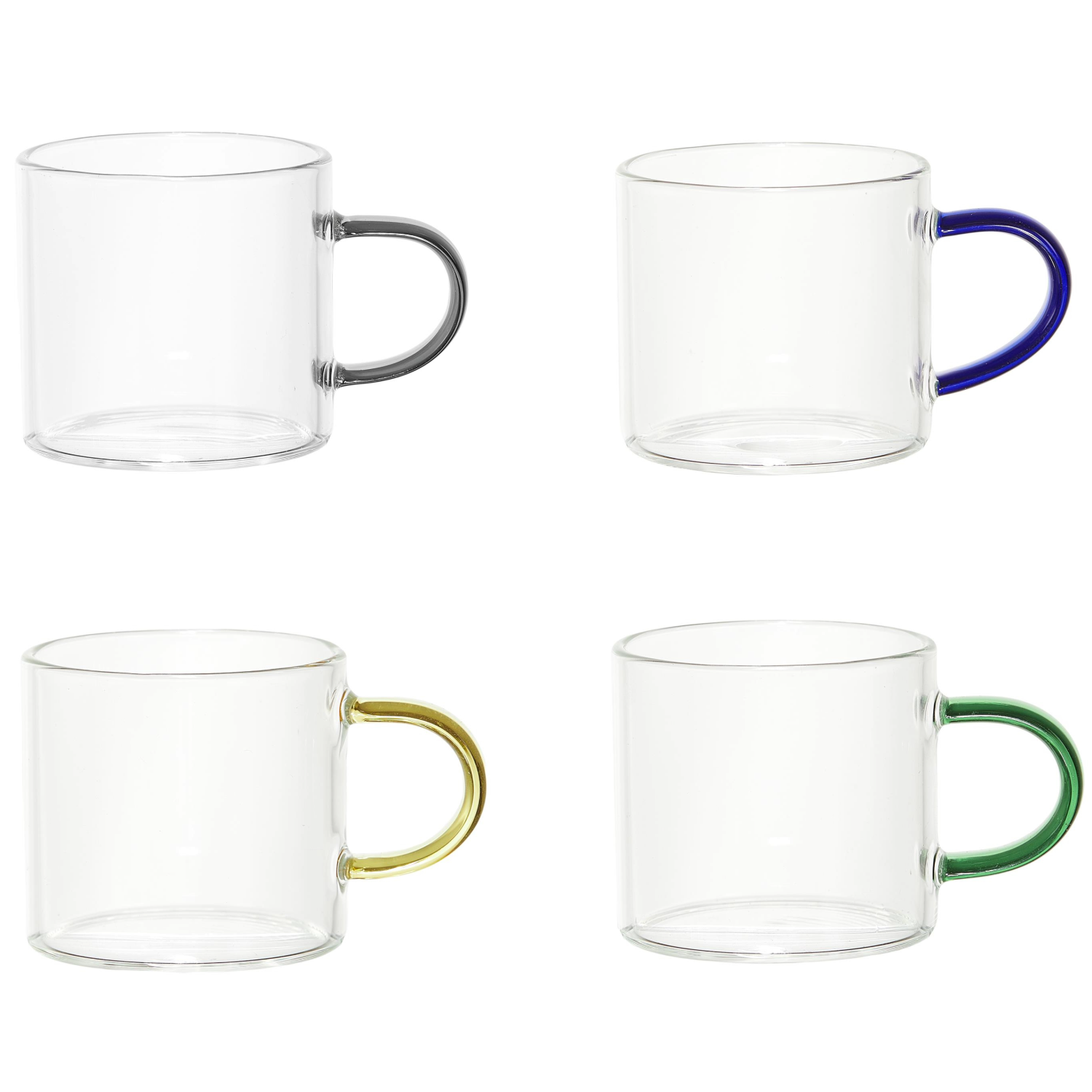 Tasse expresso en verre anse colorée 10cl Lot de 4
