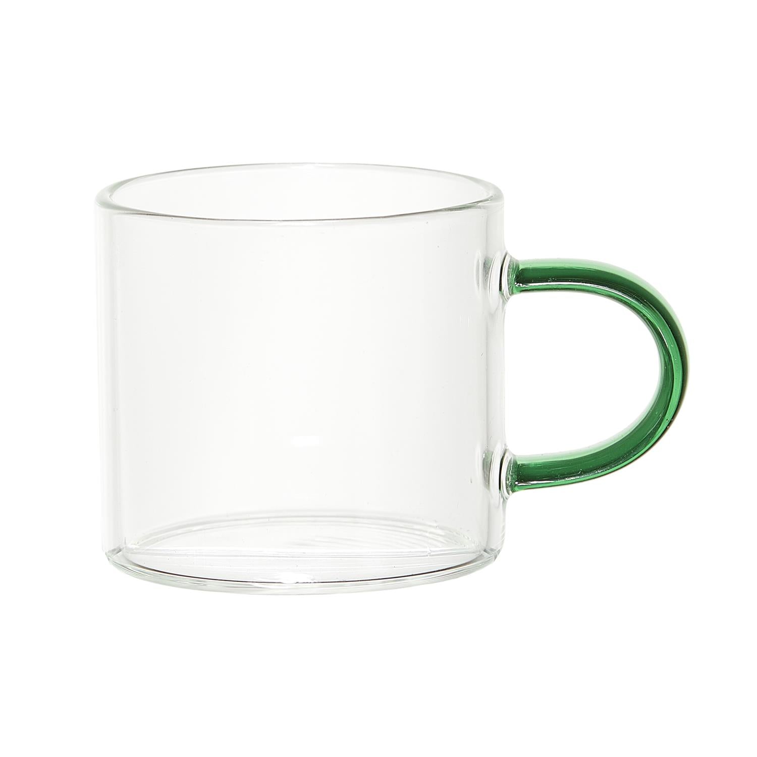 Tasse expresso en verre anse colorée 10cl Vert