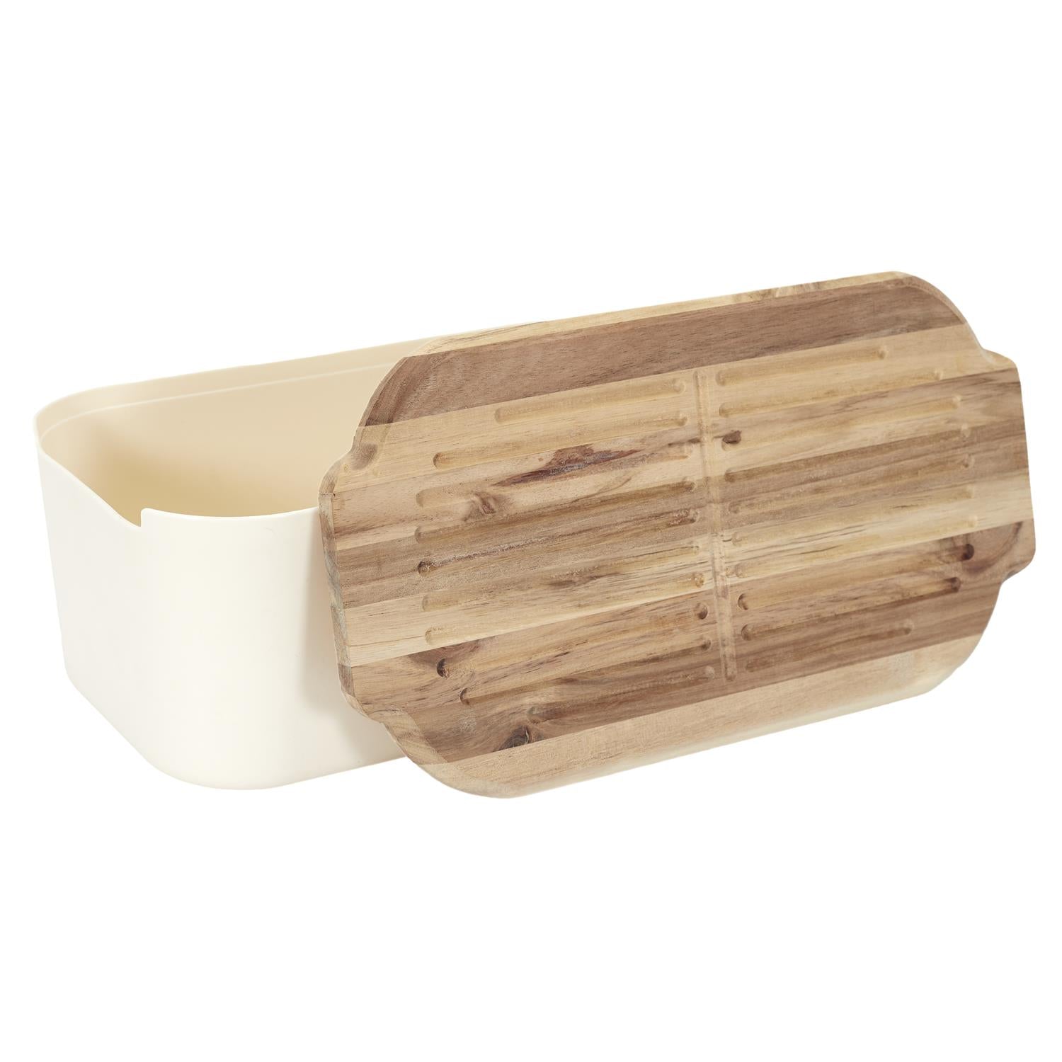 Boite à pain couvercle planche acacia