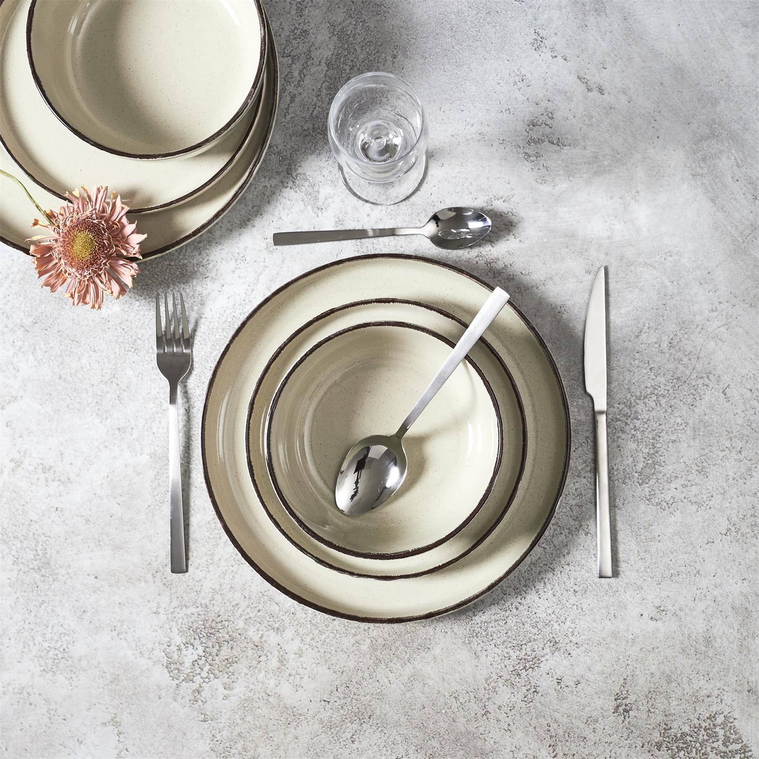 Assiettes creuses grès du temps beige 16,5 cm