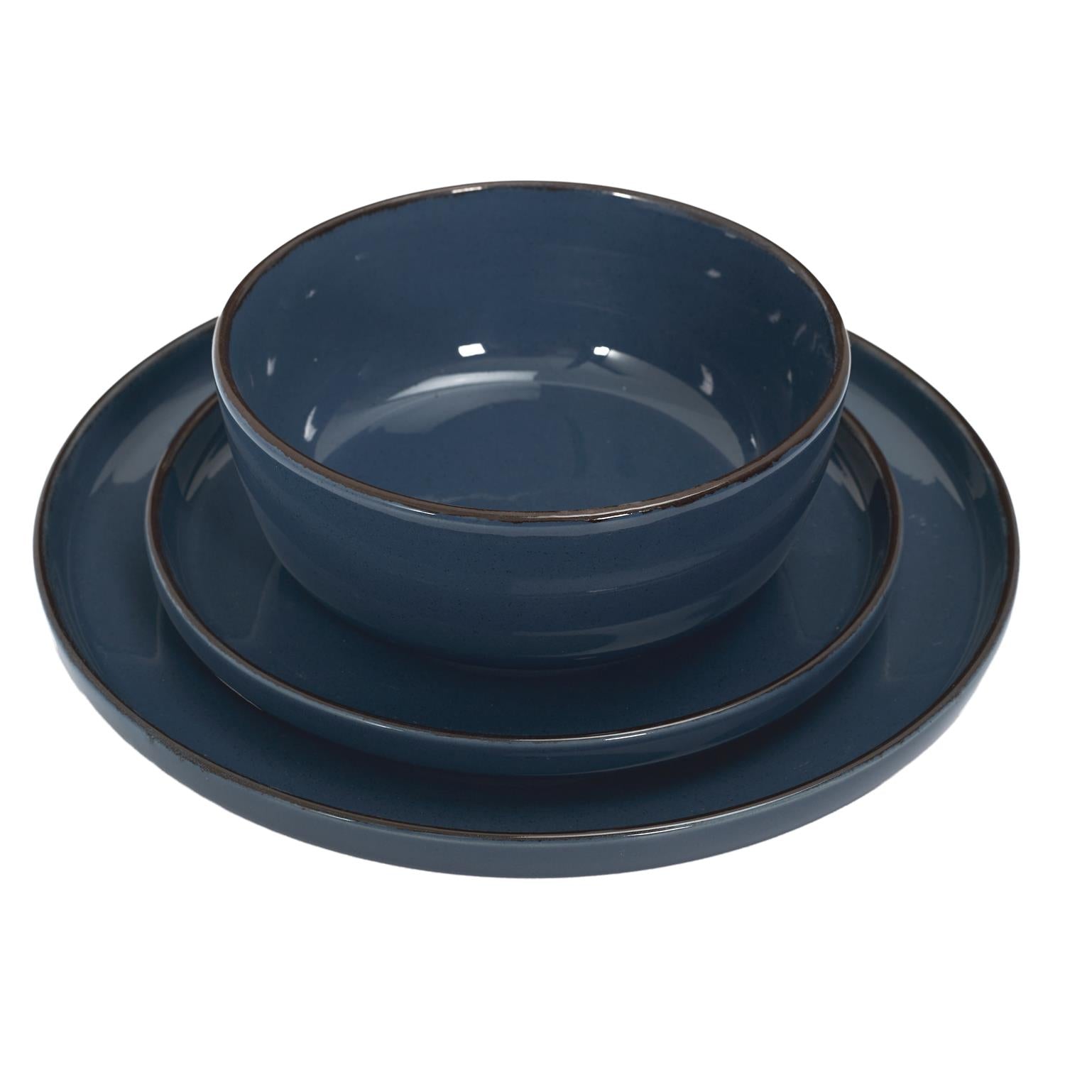 Assiettes à dessert grès du temps bleu 20.5 cm