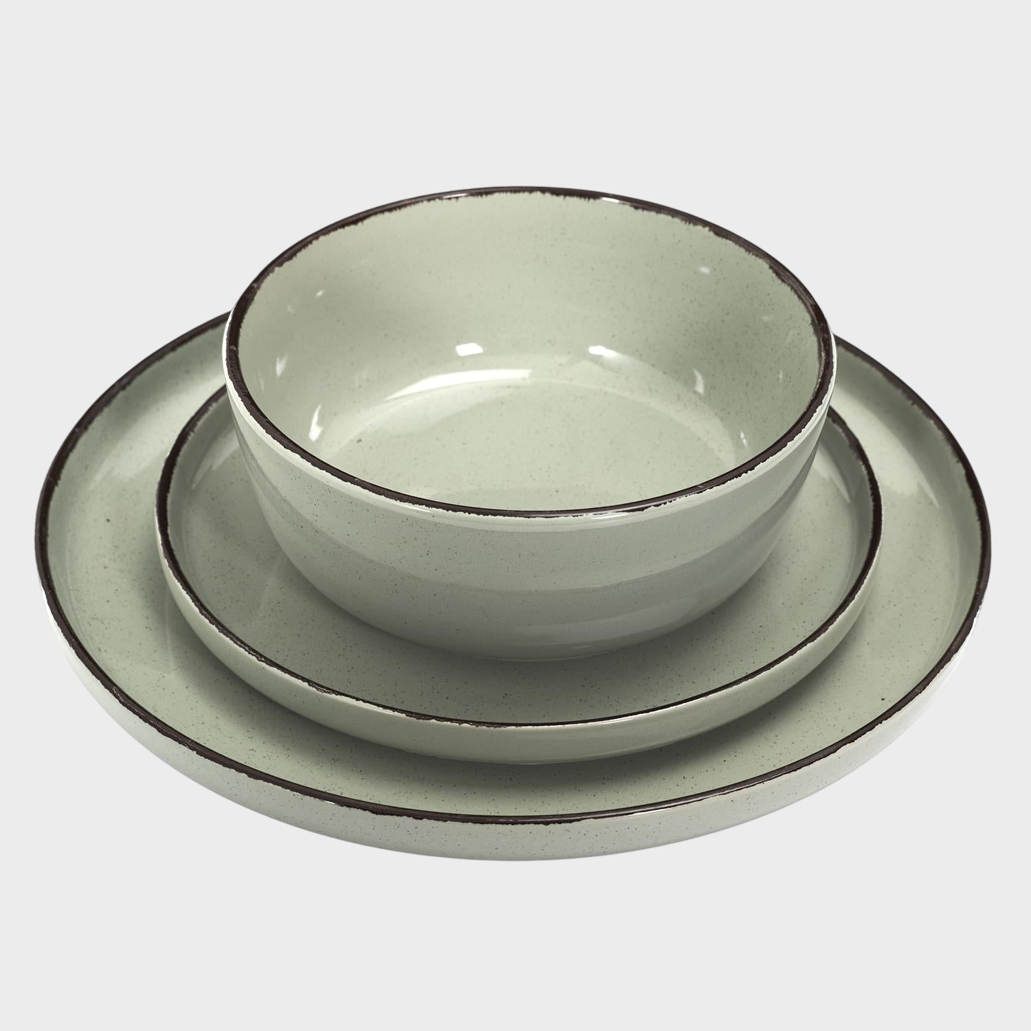 Service vaisselle 12pcs grès du temps vert