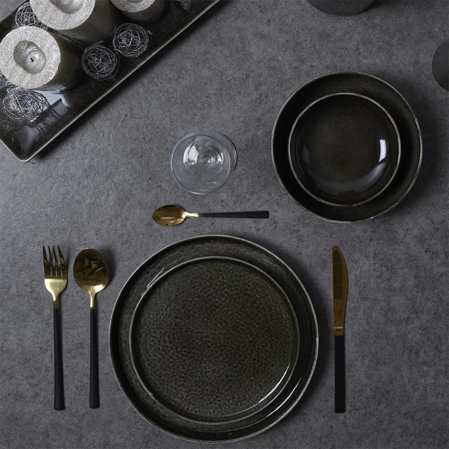 Ménagère 16 pièces Gold manche noir Sofia