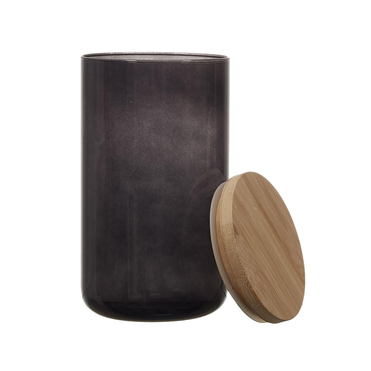 Bocal verre colore couvercle bambou 1l Noir