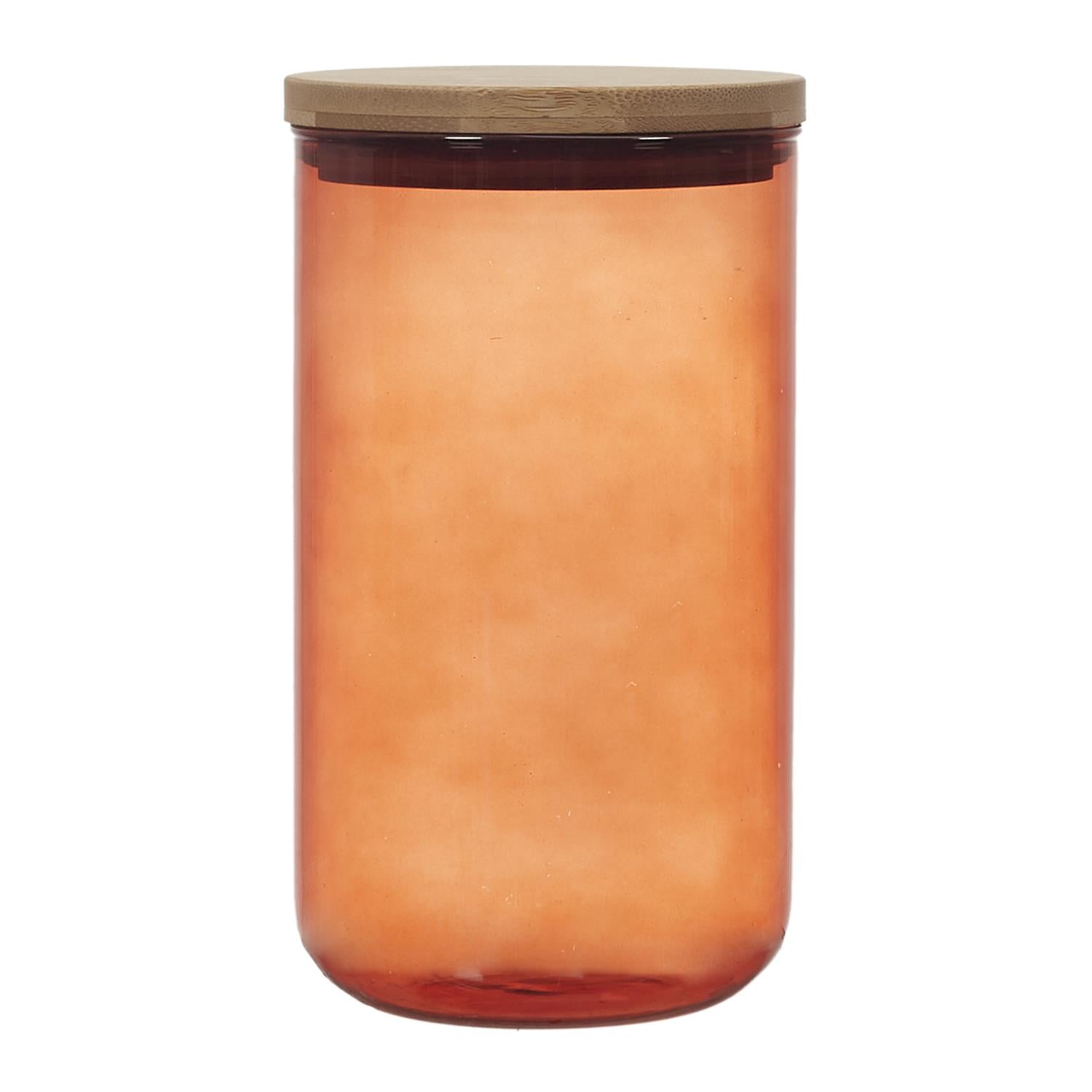 Bocal verre colore couvercle bambou 1l Terracotta