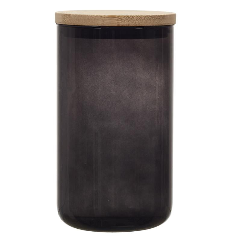 Bocal verre colore couvercle bambou 1l Noir
