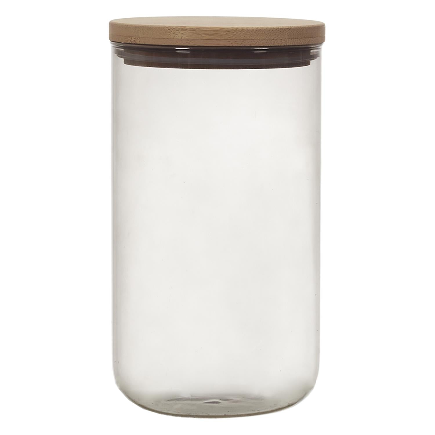 Bocal verre colore couvercle bambou 1l Transparent