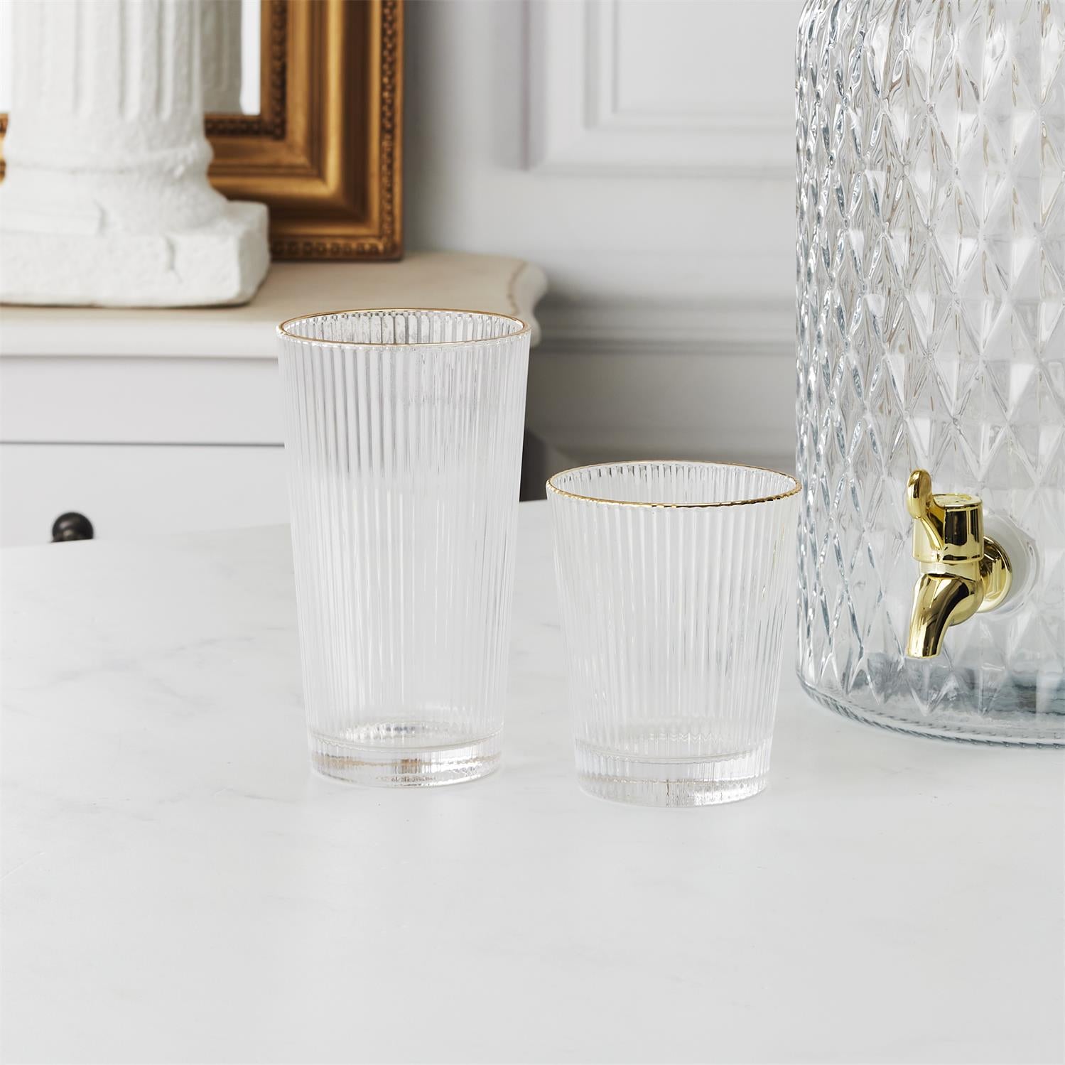 Verres stries liseré gold 35cl