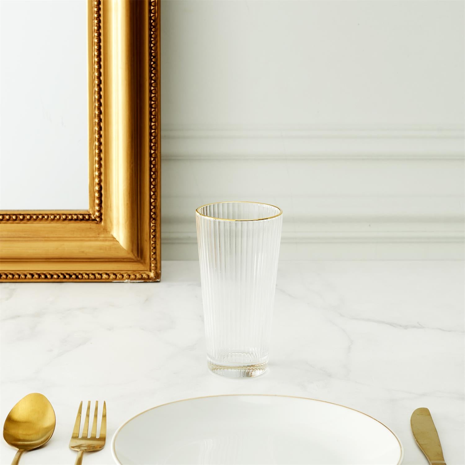 Verre haut stries liseré gold 40cl