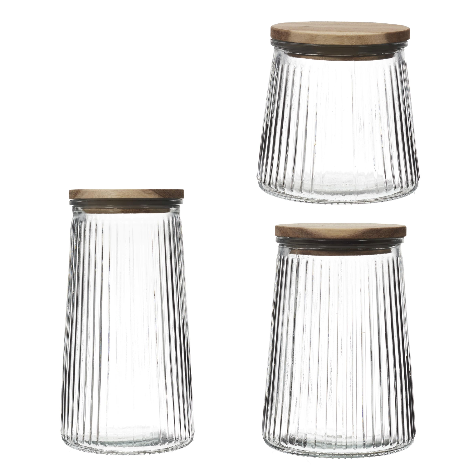 Bocal en verre top acacia Lot de 3