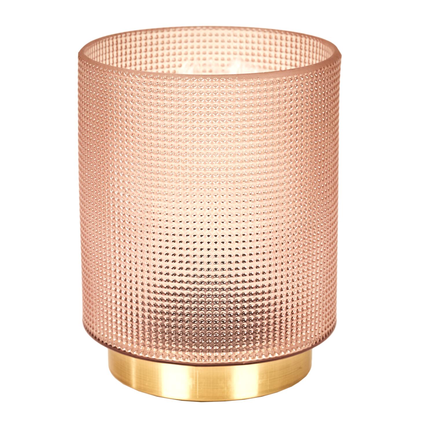 Lampe à poser verre embosse rose