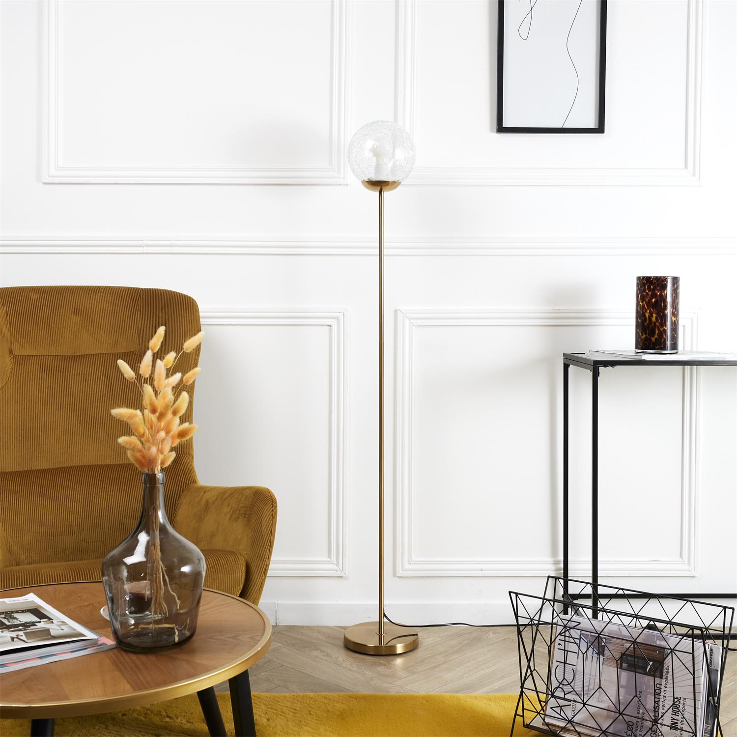 Lampadaire retro verre ciselé