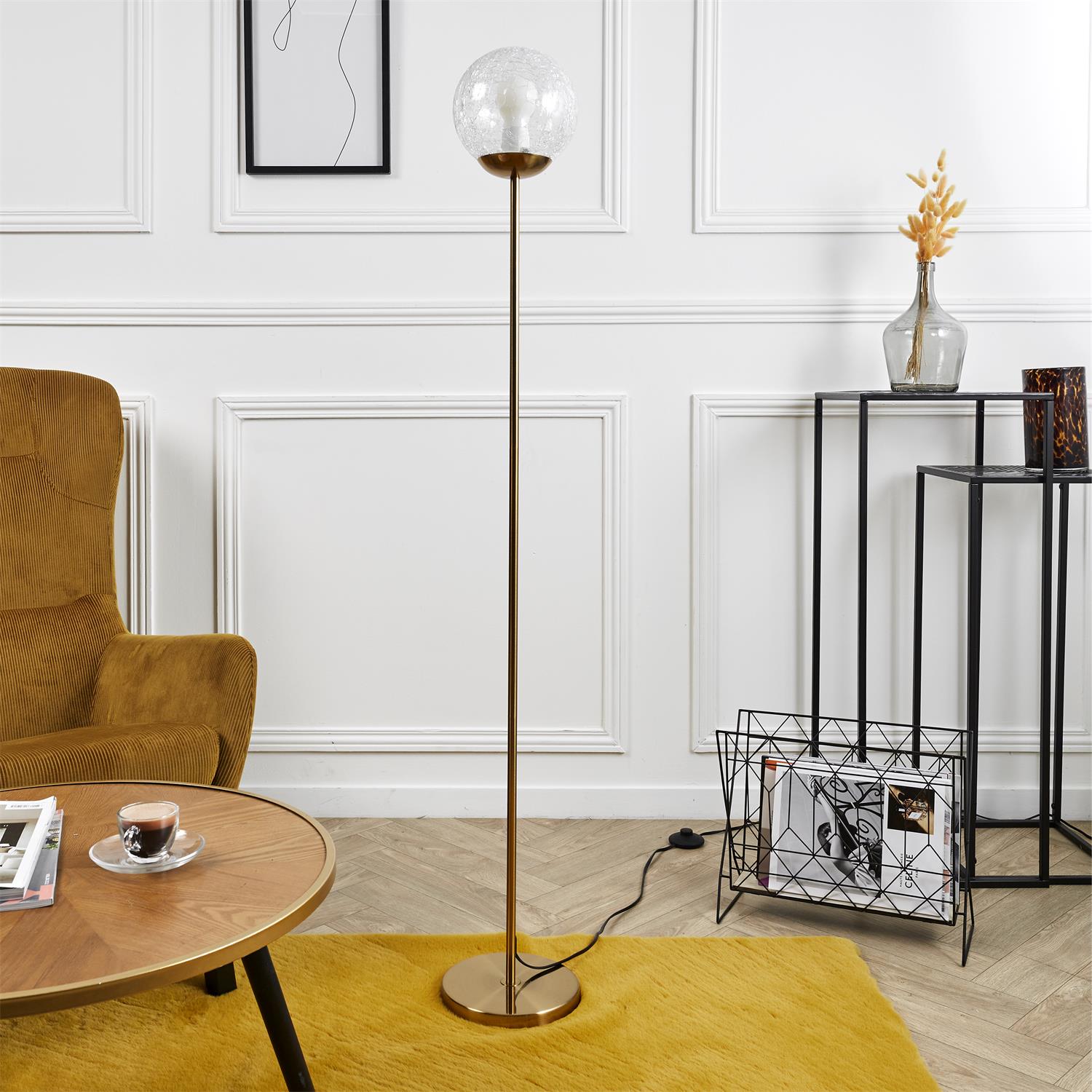 Lampadaire retro verre ciselé