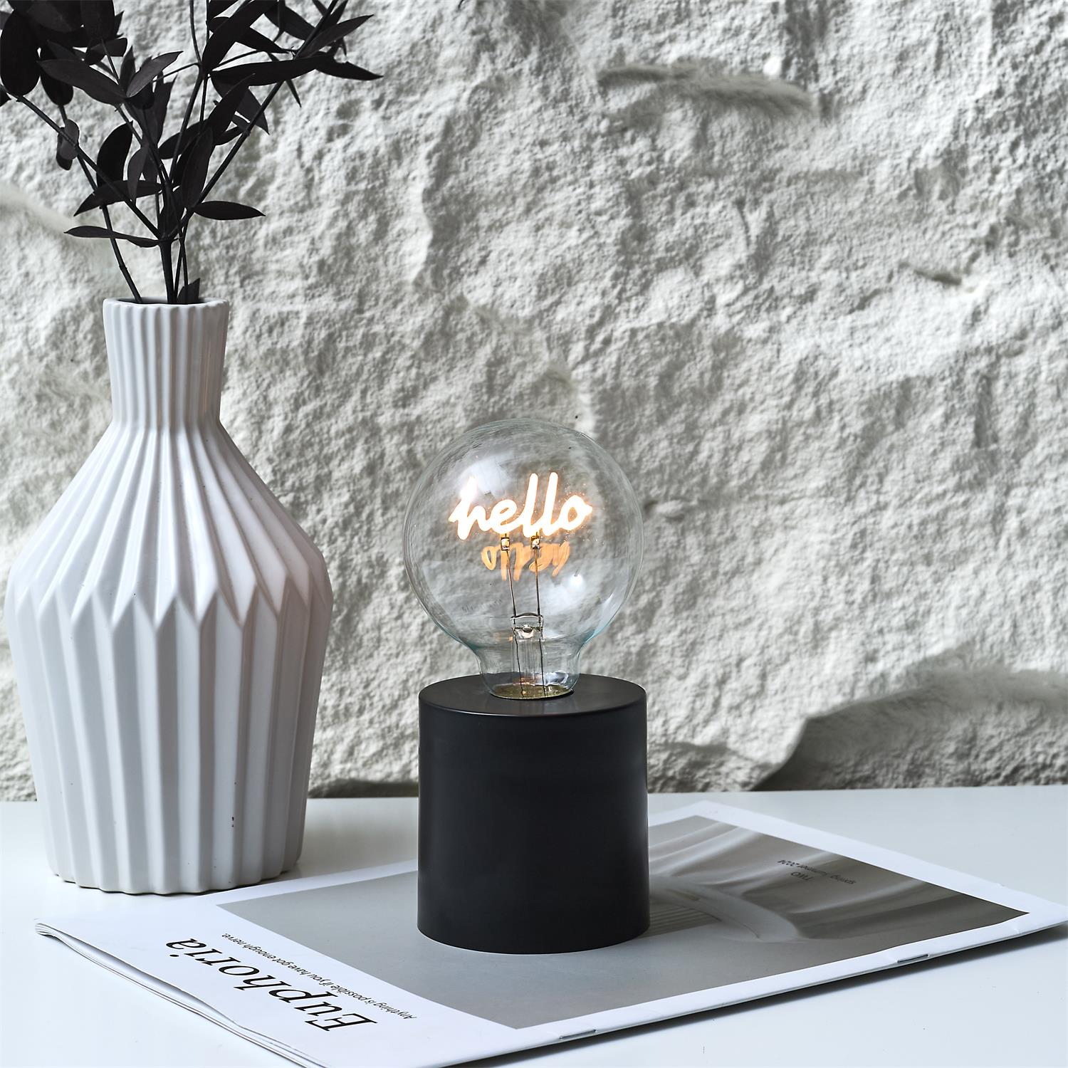 Lampe ampoule effet néon Hello