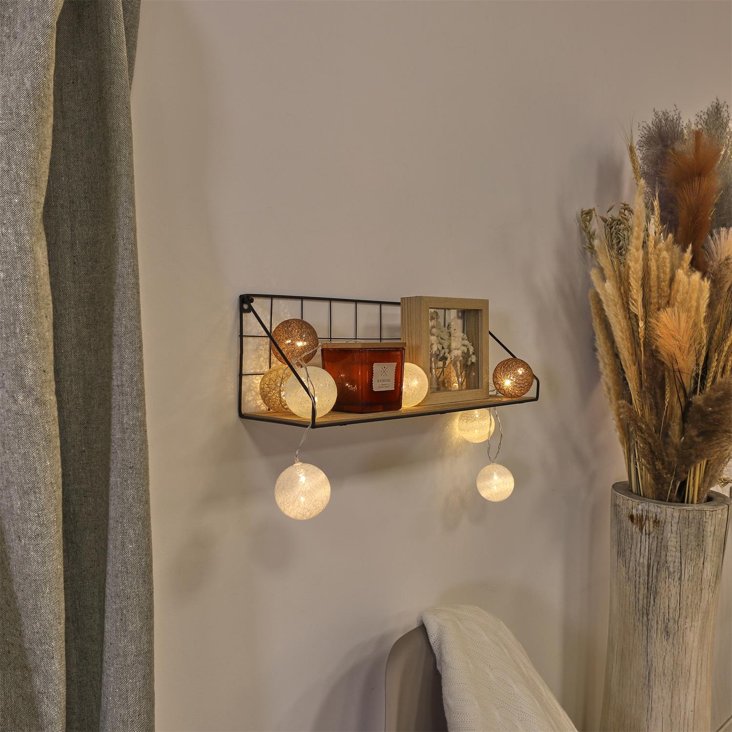 Guirlande boule marron 10 LED d6cm 1m92