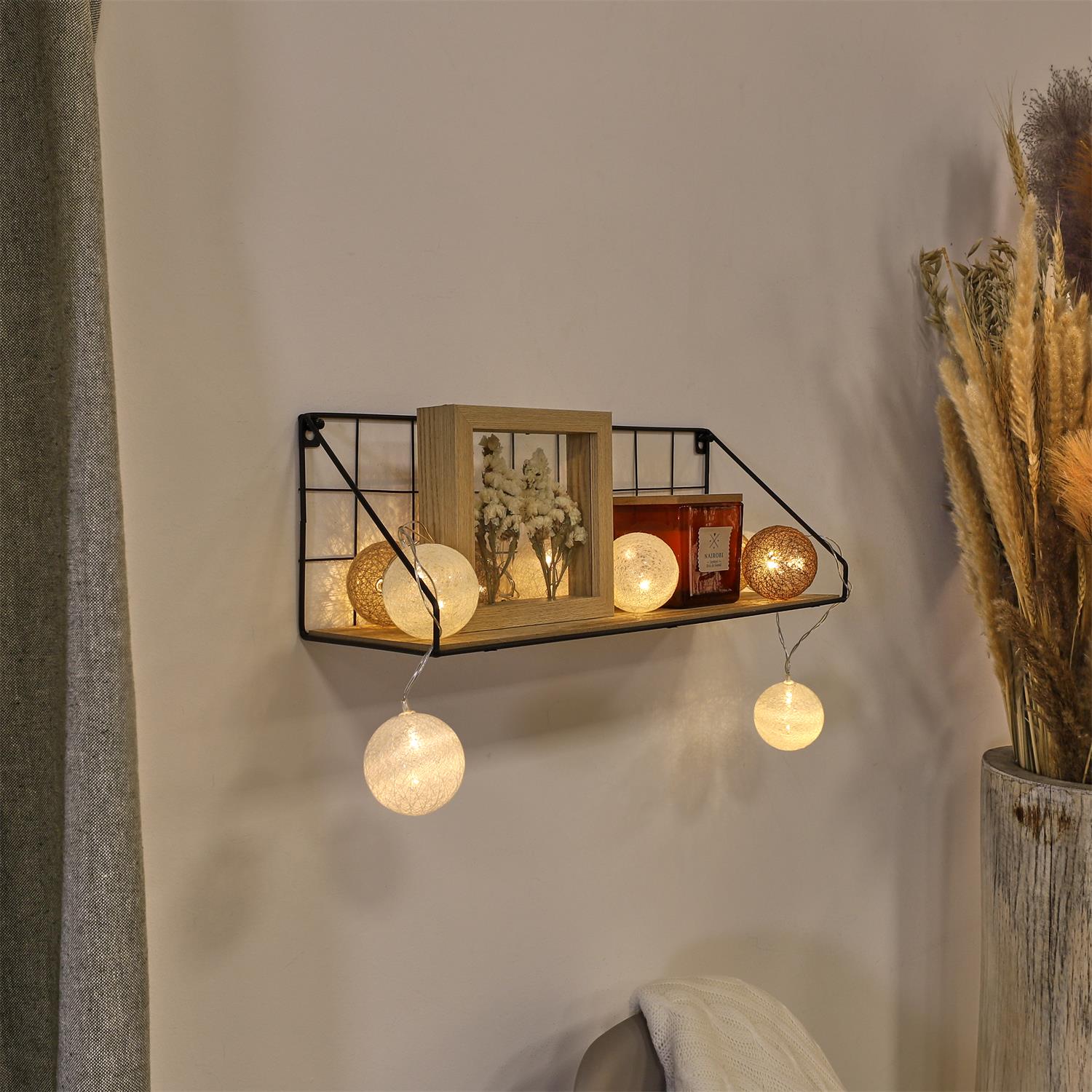 Guirlande boule marron 10 LED d6cm 1m92