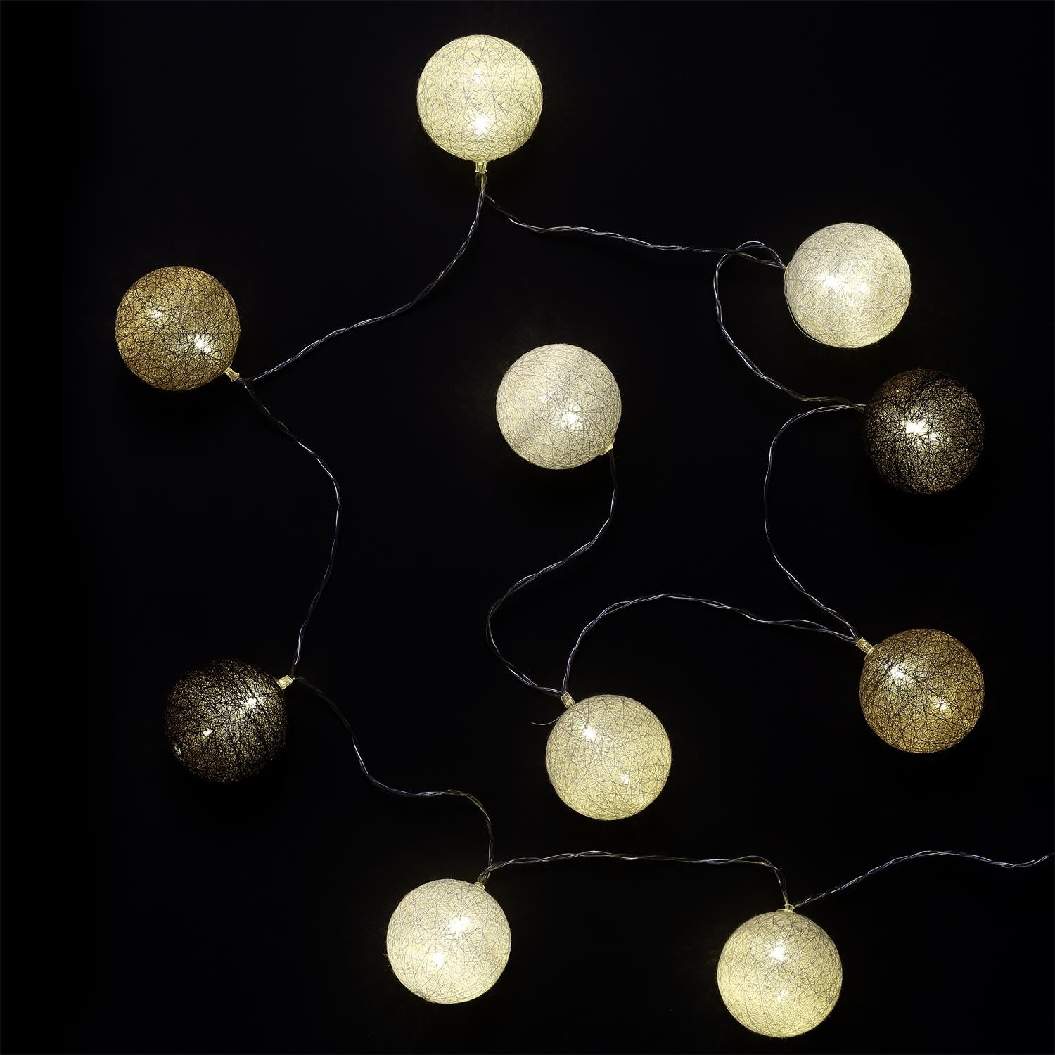 Guirlande boule marron 10 LED d6cm 1m92