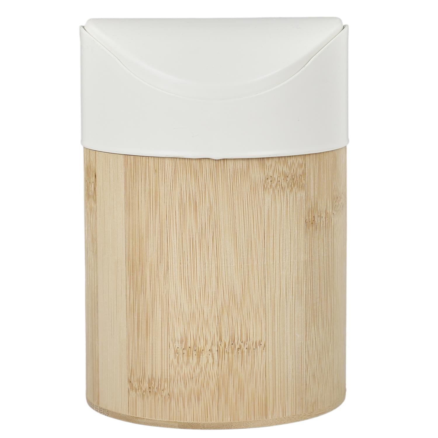 Poubelle de table métal et bambou 1L, Blanc