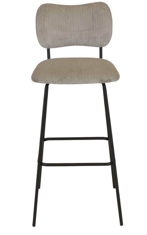 Chaise de bar velours côtelé gris acier SEMA