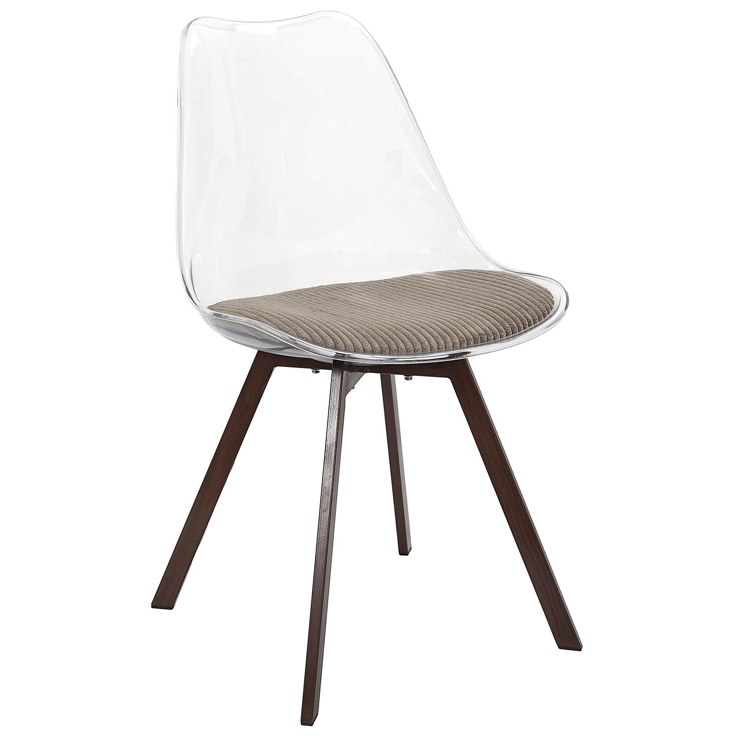 Chaise transparente coussin côtelé Scott TAUPE