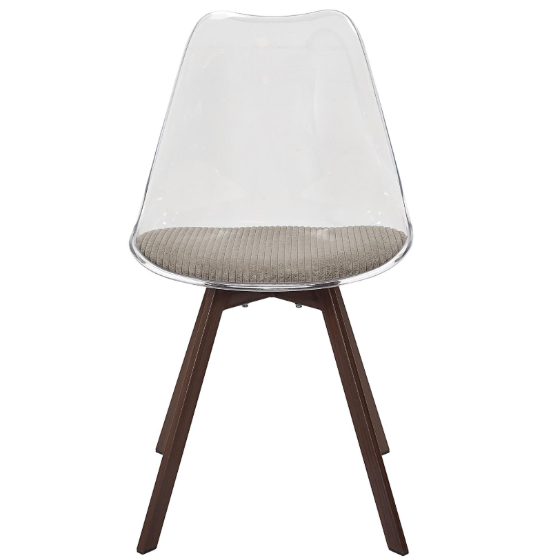 Chaise transparente coussin côtelé Scott TAUPE