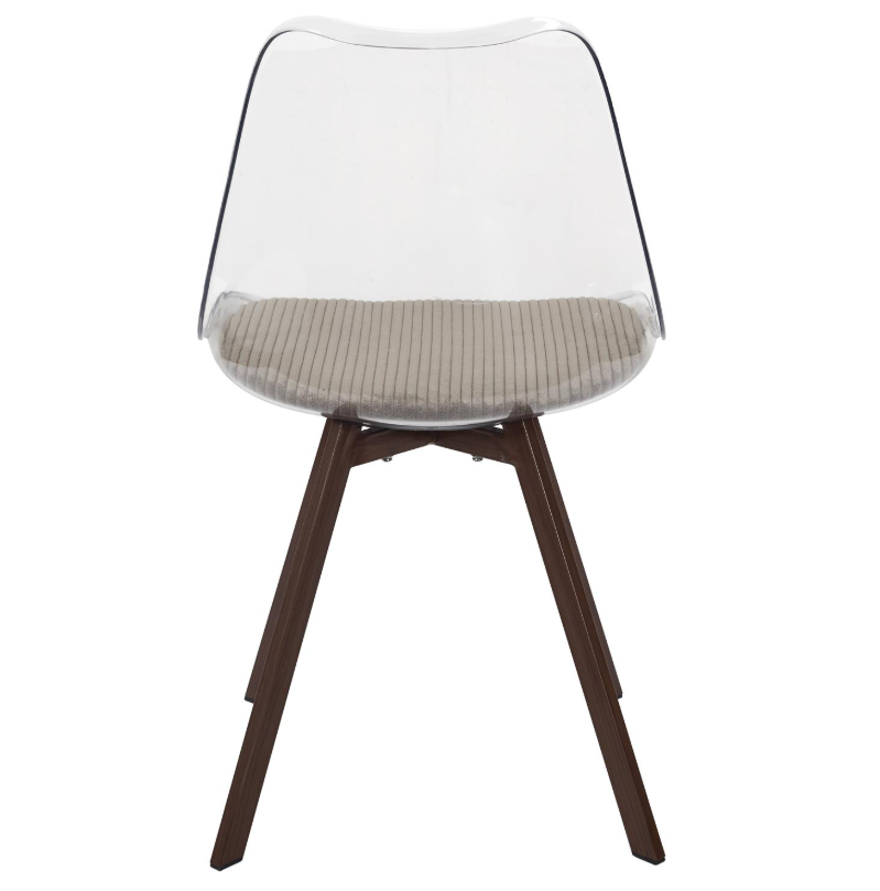 Chaise transparente coussin côtelé Scott TAUPE