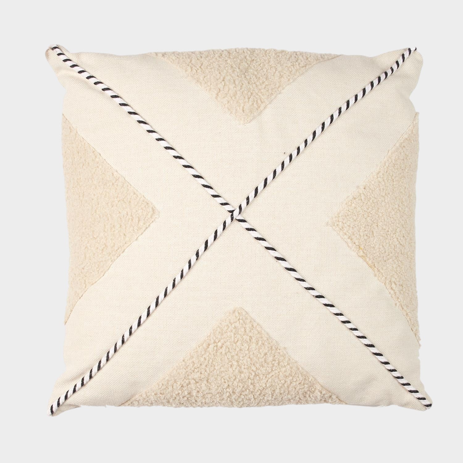 Coussin Santorin Beige et Blanc Bouclette 40x40cm