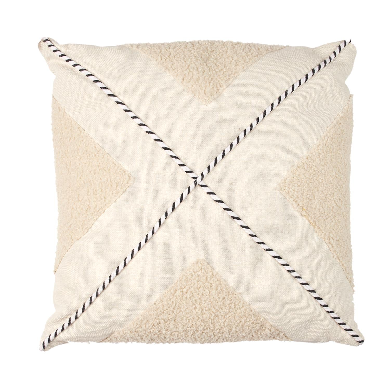 Coussin Santorin Beige et Blanc Bouclette 40x40cm