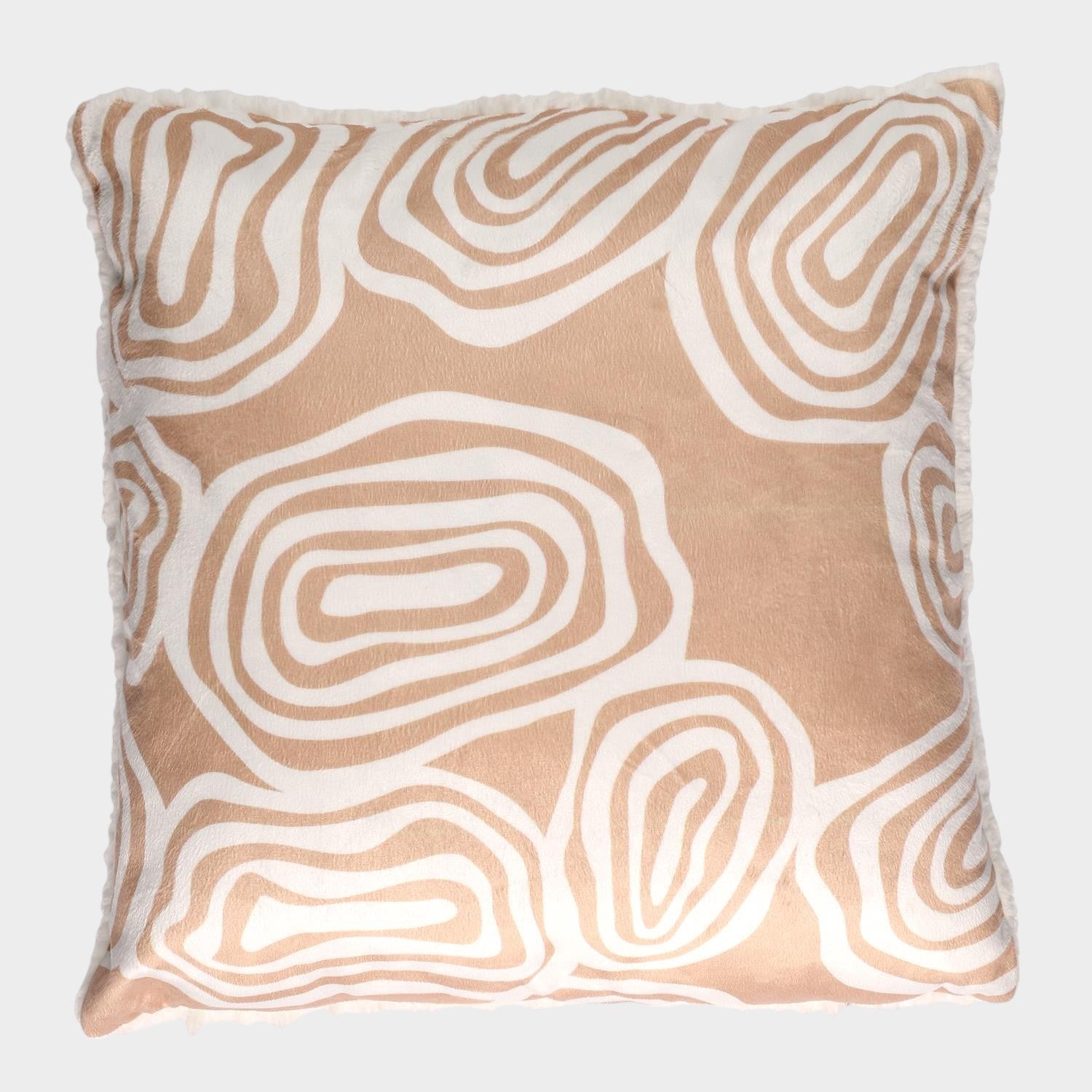 Coussin Sahara imprime et sherpa Natural 40x40cm