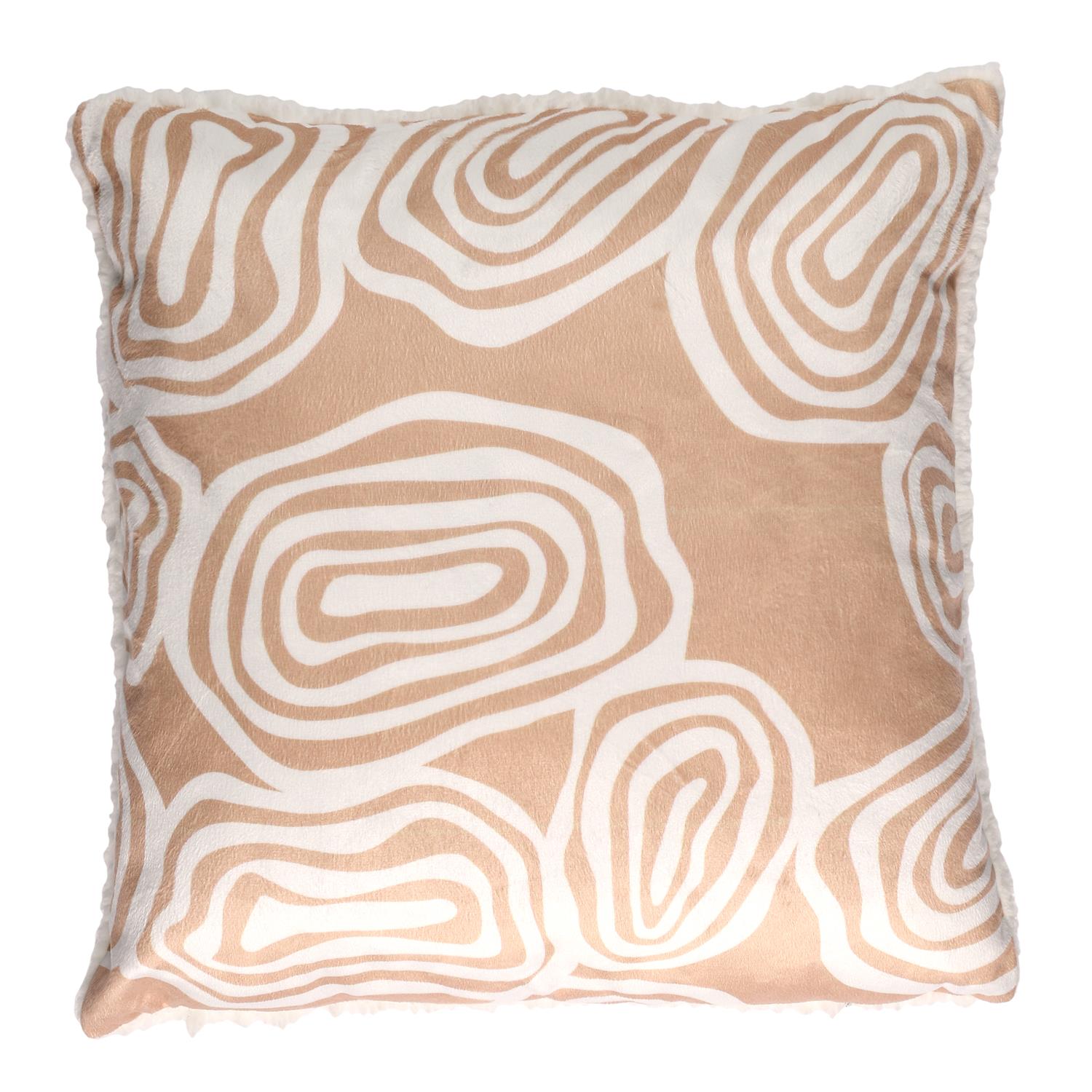 Coussin Sahara imprime et sherpa Natural 40x40cm