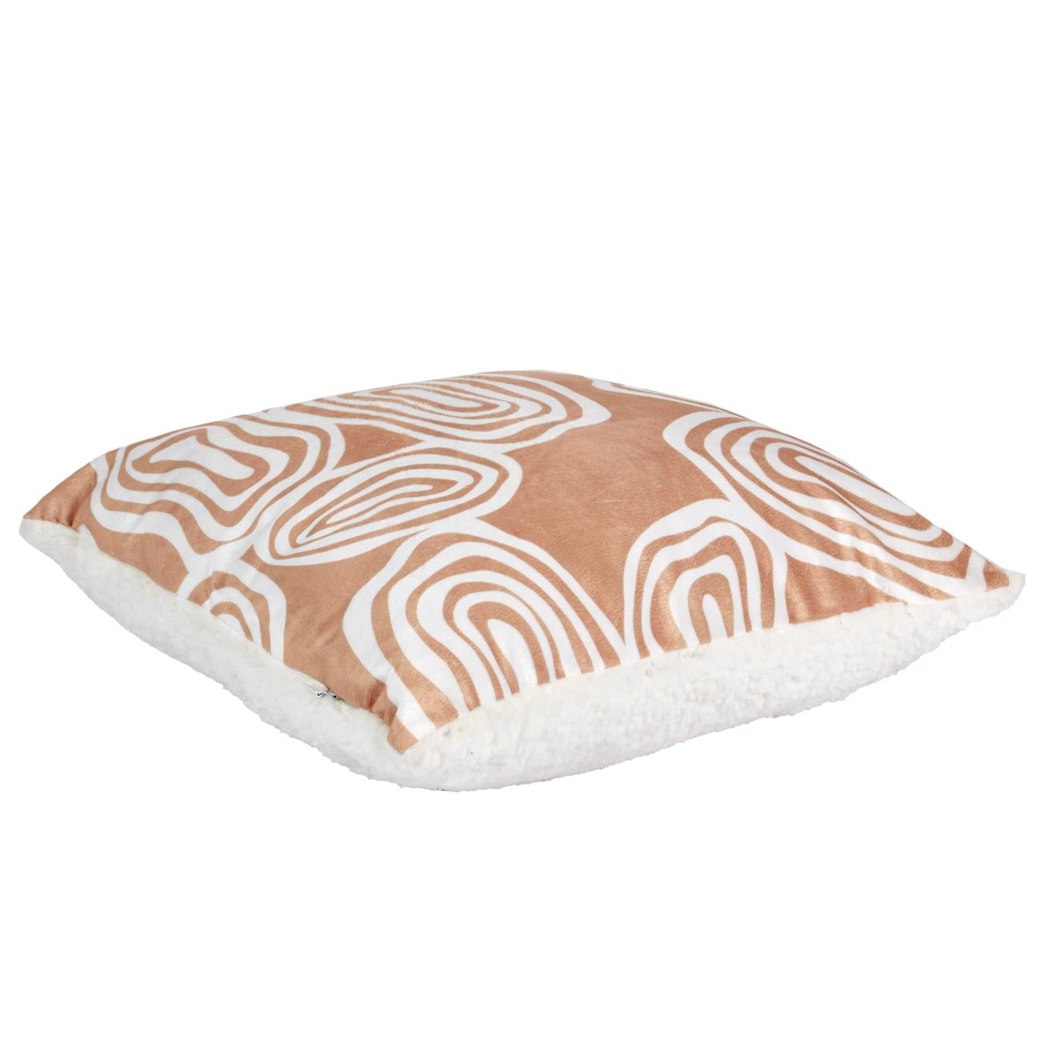 Coussin Sahara imprime et sherpa Natural 40x40cm