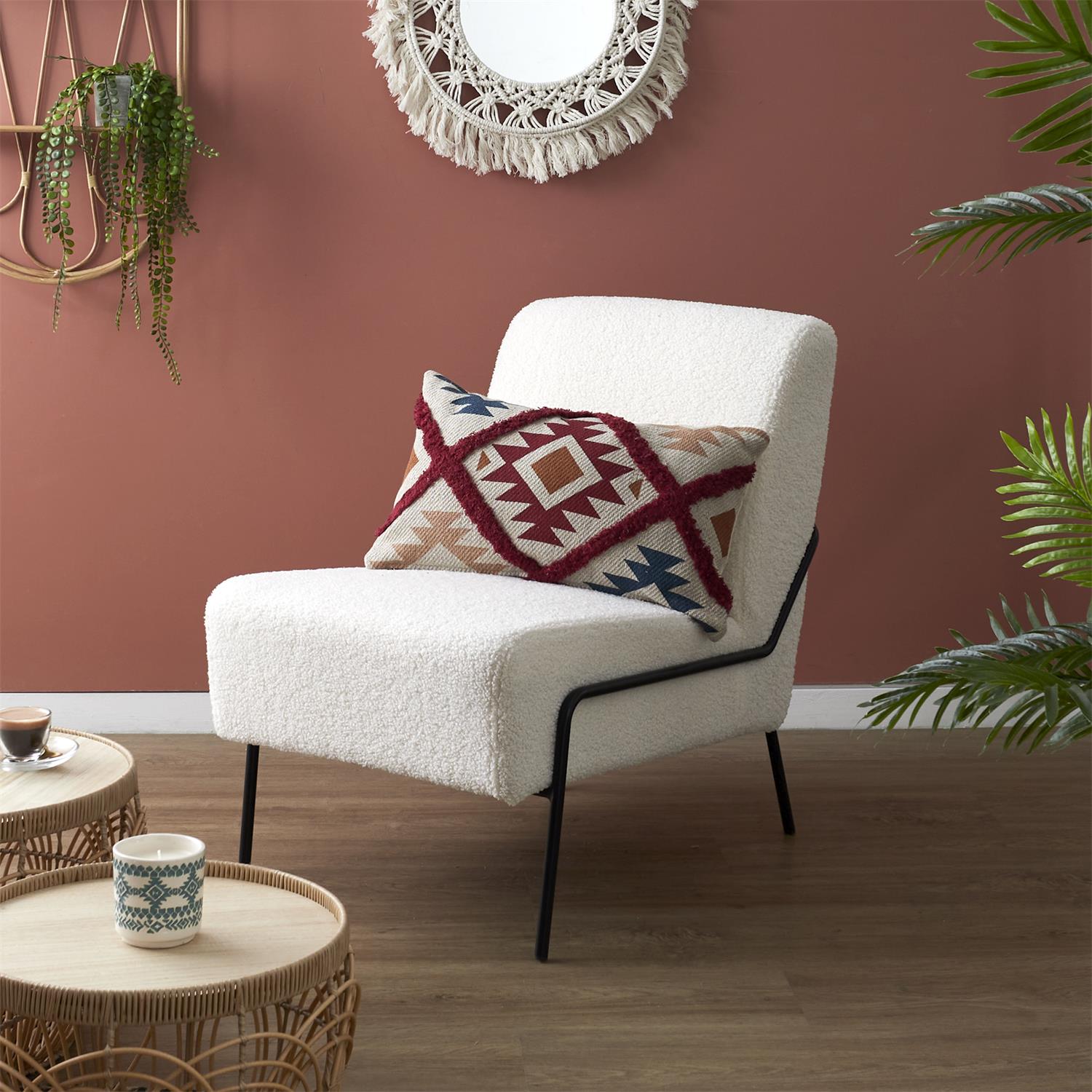 Coussin tufte a motifs 30x50cm