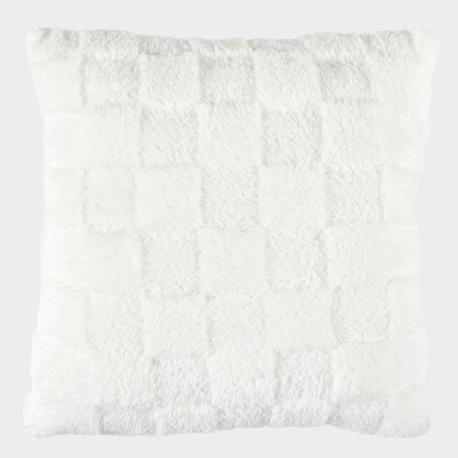 Coussin flanelle damier blanc et beige 40x40cm