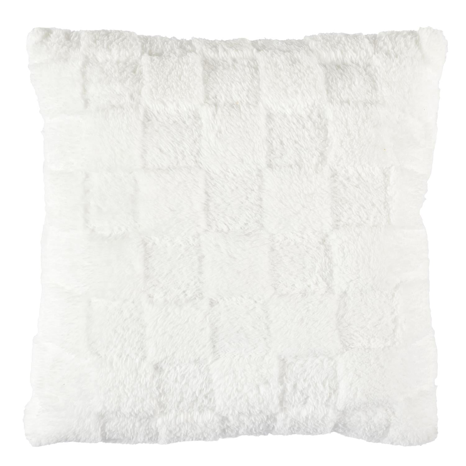 Coussin flanelle damier blanc et beige 40x40cm