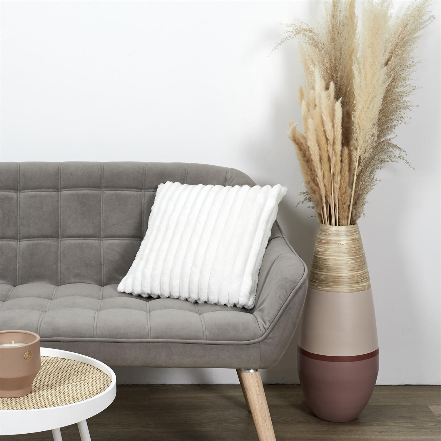 Coussin Scandinavie flanelle côtelé écru 40x40cm