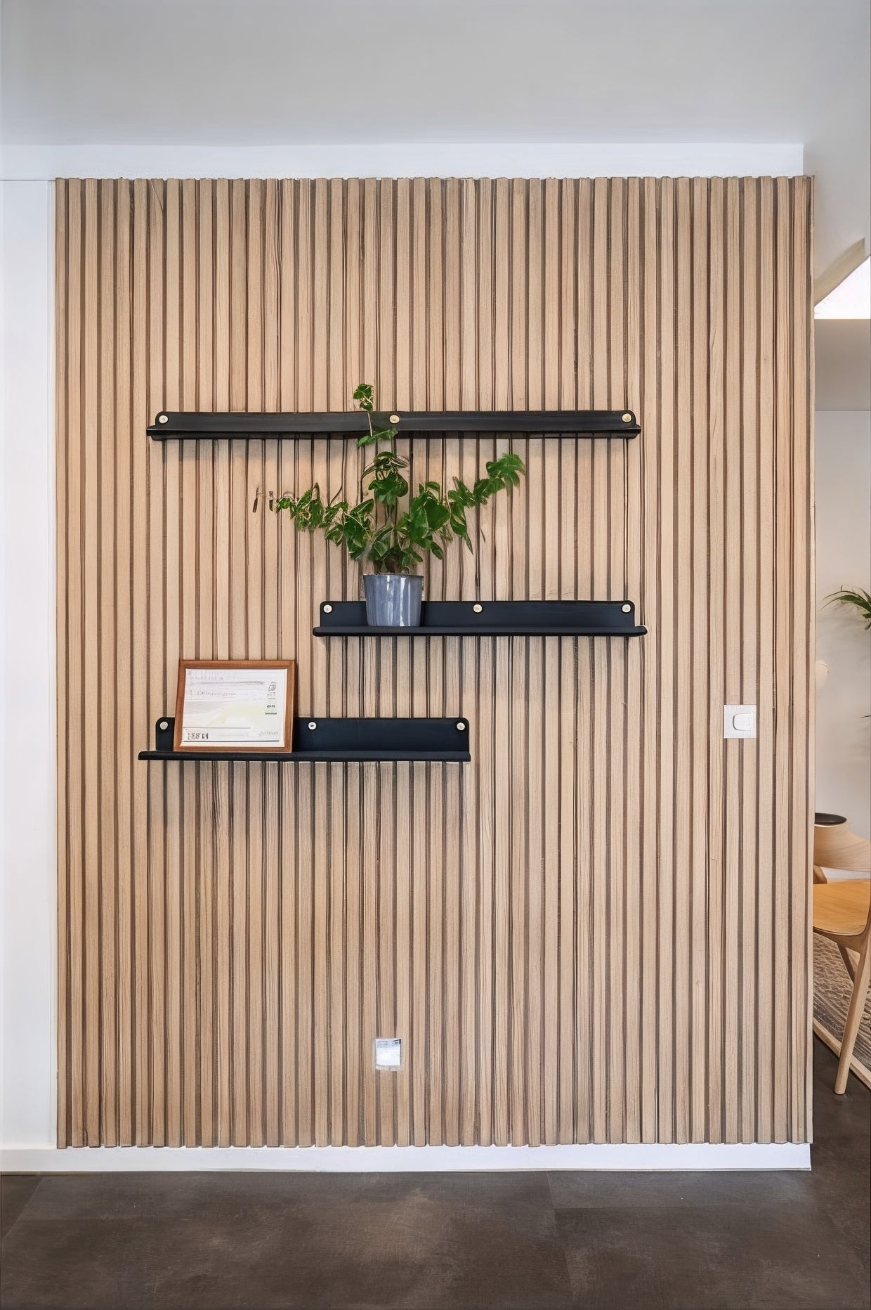 Panneaux muraux décoratifs chêne blond - feutrine noir