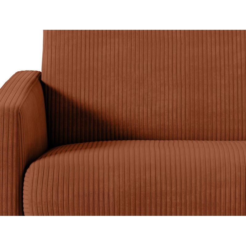 Canapé convertible système couchage express 3 places en velours côtelé - Terracotta