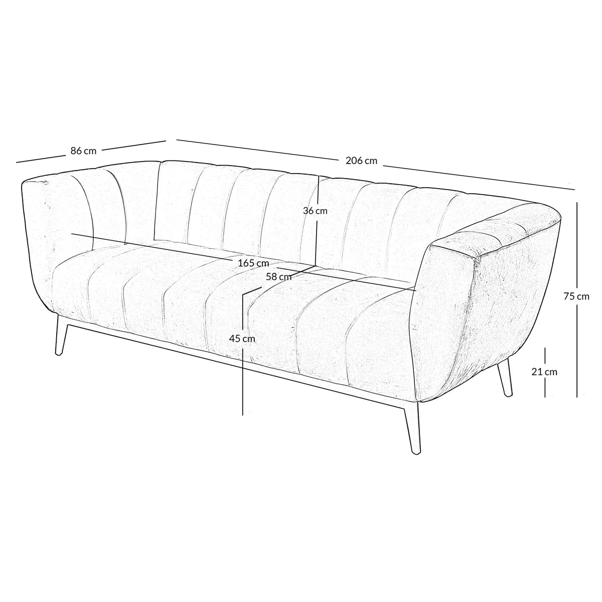 Canapé 3 places Amaro velours bleu