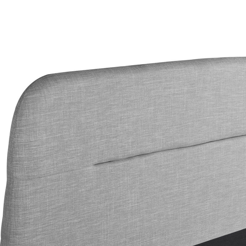 Cadre de lit avec coffre et tête de lit en tissu - Gris clair