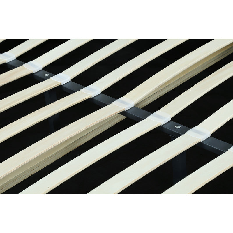 Cadre de lit avec coffre et tête de lit en tissu - Gris clair